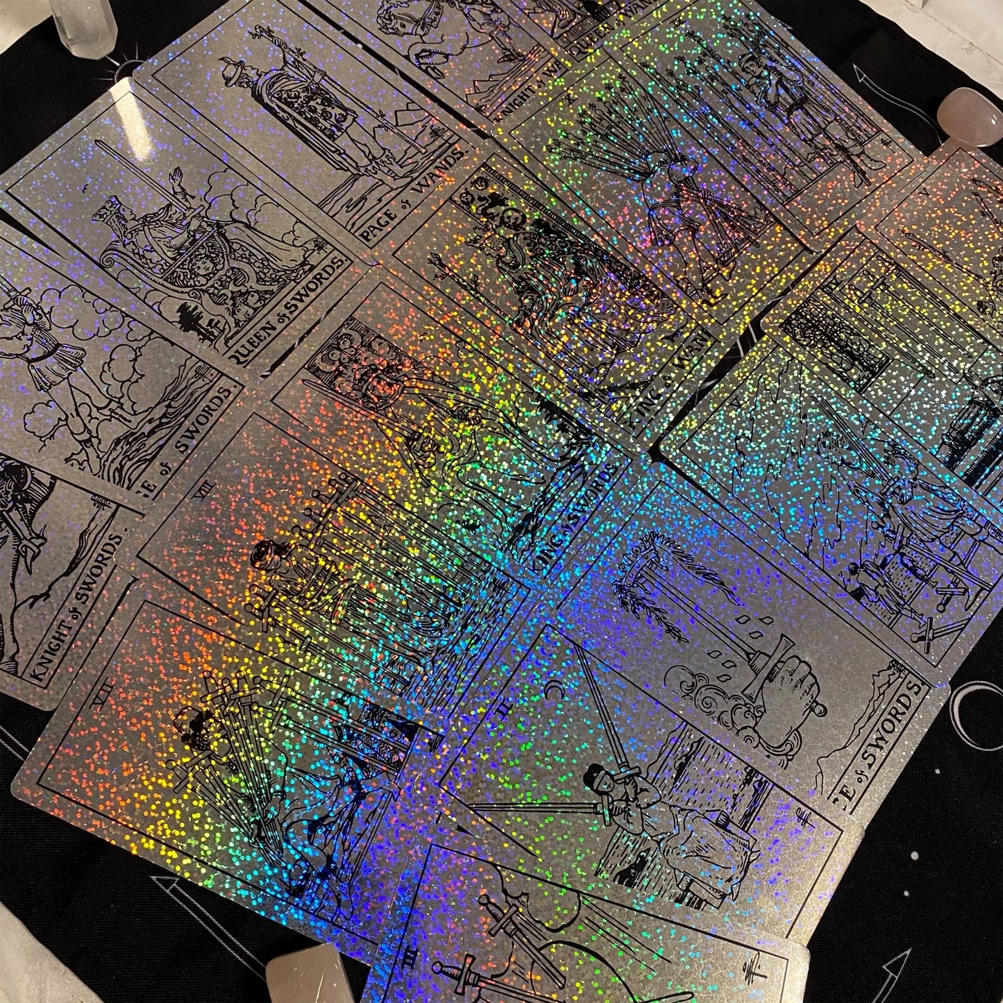 Rider Waite Holographic Crystal Foil Tarot Deck | 78 Cards | Anti-Scratch | Guidebook | Witchy Gift Set