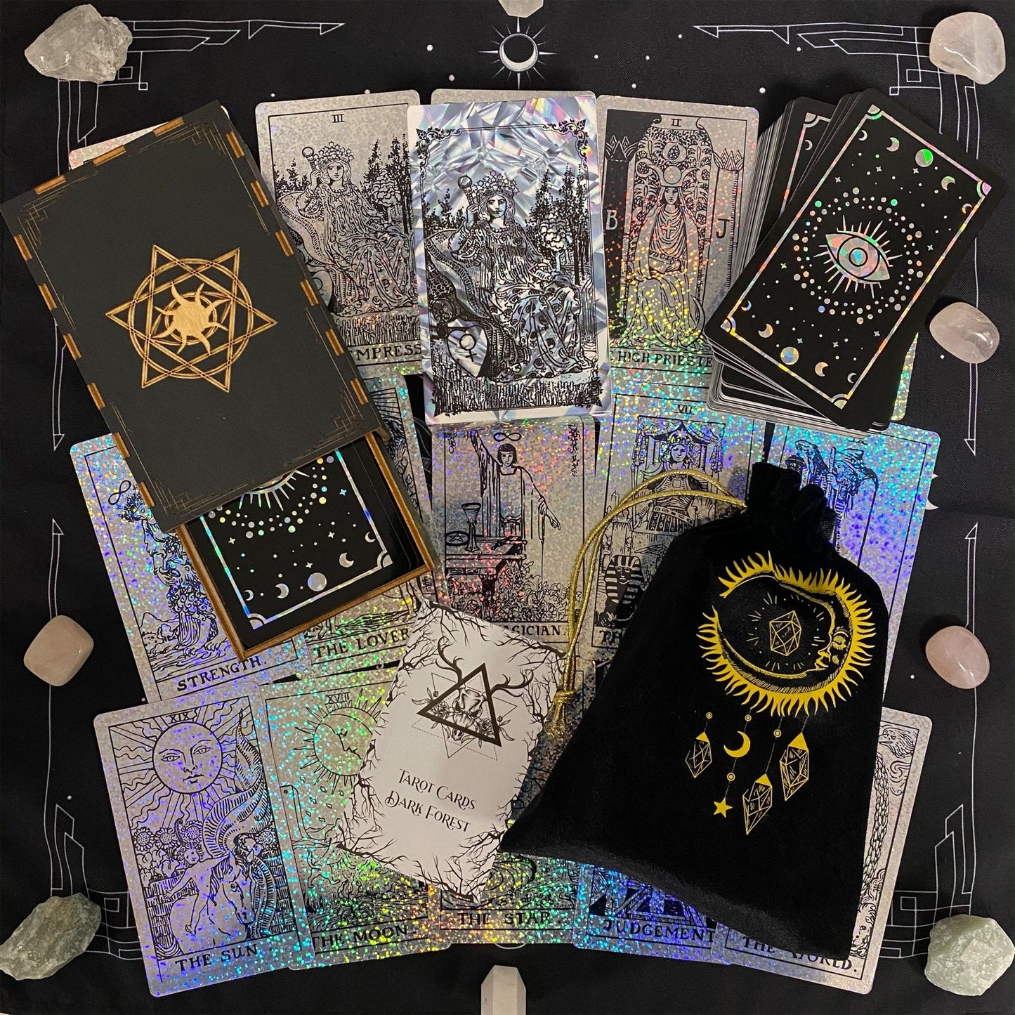 Rider Waite Holographic Crystal Foil Tarot Deck | 78 Cards | Anti-Scratch | Guidebook | Witchy Gift Set