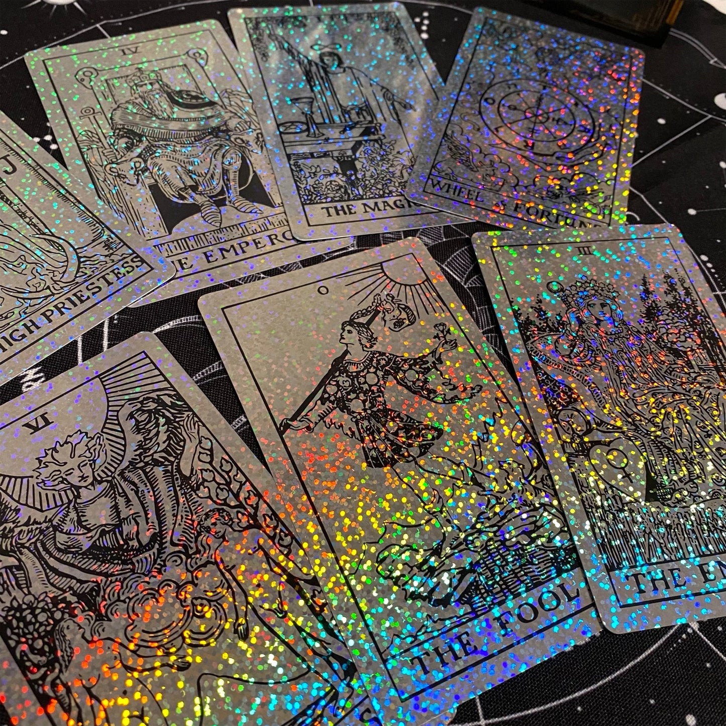 Rider Waite Holographic Crystal Foil Tarot Deck | 78 Cards | Anti-Scratch | Guidebook | Witchy Gift Set